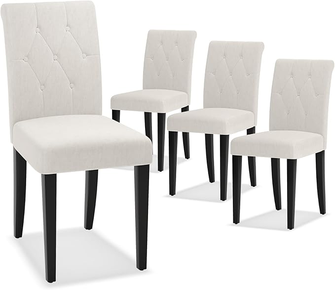 Upholstered Dining Chairs Set of 4, Button Tufted Parsons Dining Chair - Image 8