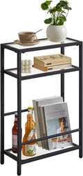 IBUYKE Narrow Side Table with Storage Shelf, 3 Tier Slim End Table, Modern Sofa by IBUYKE
