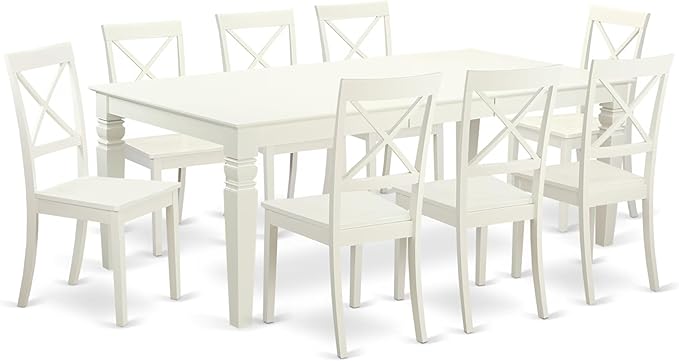 East West Furniture LGBO9-LWH-W 9 Piece Kitchen Table & Chairs Set Includes a by EastWestFurniture