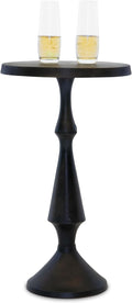 OBJET D'ART Small Round Black Side Table, Vintage Metal Accent, Coctail and by ObjetDArt