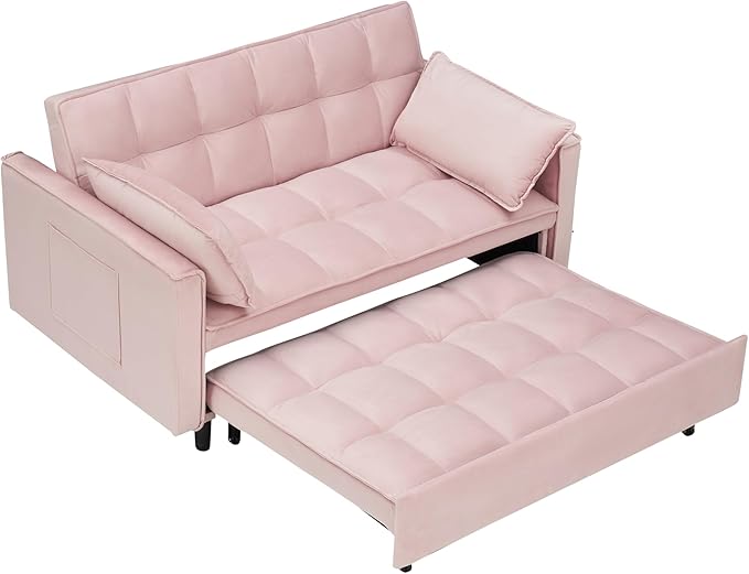 Ball & Cast 3 in 1 Convertible Sleeper Sofa Bed, Velvet Futon Couch - Image 9