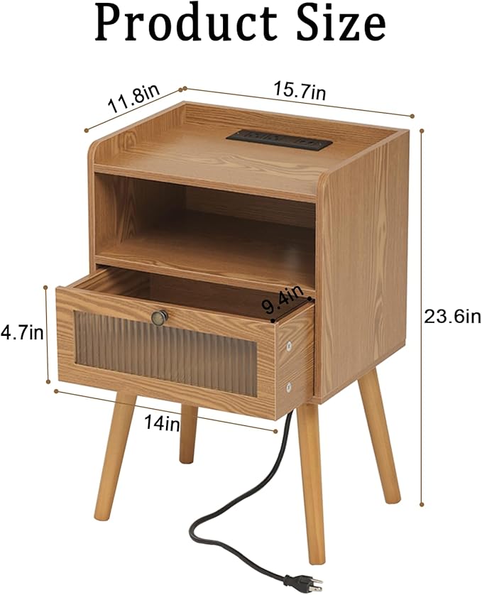 AWASEN Mid Century Nightstand - Image 8