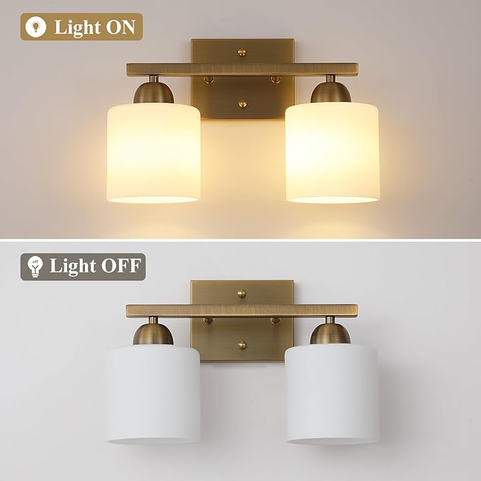Stainless Steel Milk Glass Vanity Lights - Image 8