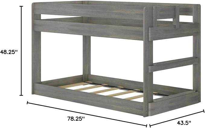 Max & Lily Modern Farmhouse Low Bunk Bed, Twin-Over-Twin Bed Frame - Image 2