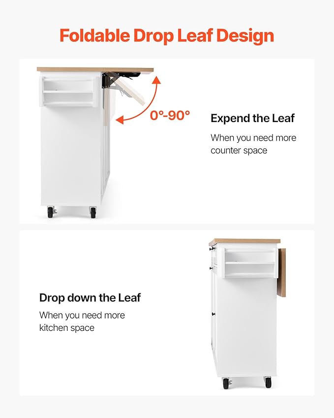 VEVOR Kitchen Island Cart with Storage, 60in Wide Mobile Kitchen Cart with - Image 4