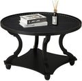 Wnutrees Farmhouse Round Coffee Table, Wood Tray Top Circle Coffee Table by Wnutrees