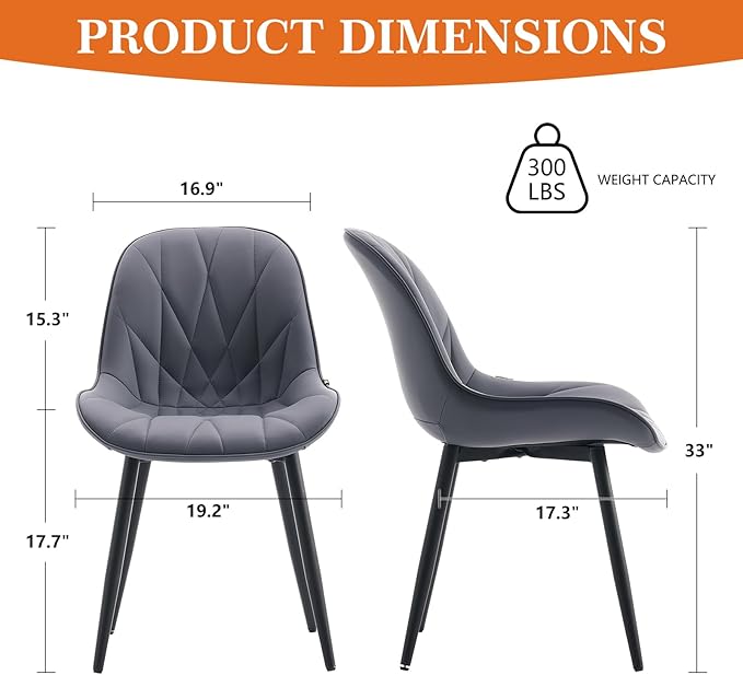 Rowill Dining Chairs Set of 2 Modern Kitchen Chairs - Image 2