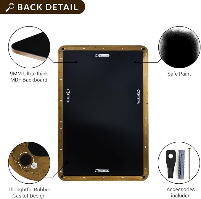 ANDY STAR 40x36 Inch Gold Bathroom Mirror, Brushed Gold Mirrors - Image 6