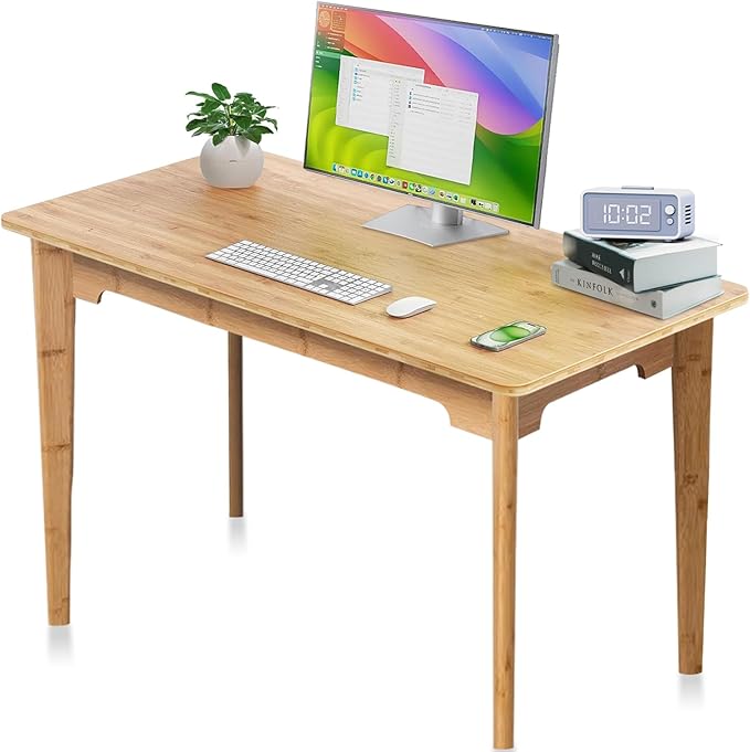 DOUSY- Bamboo Writing Desk Writing Computer Desk Study Desk Home Office Desk - Image 4