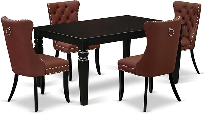 East West Furniture LGDA5-BLK-26 5 Piece Dining Table Set Includes a Rectangle by EastWestFurniture