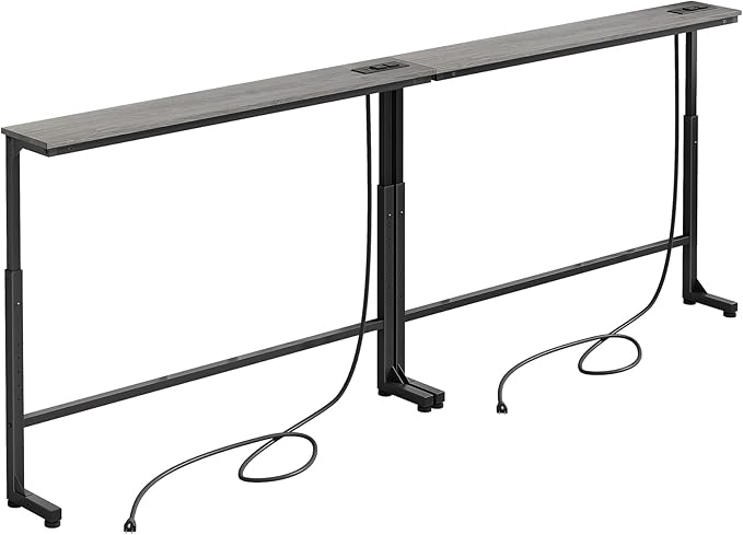 Kitstorack 2-Pack Dark Gray Long Sofa Table Behind Couch, Adjustable Height & 2 by Kitstorack