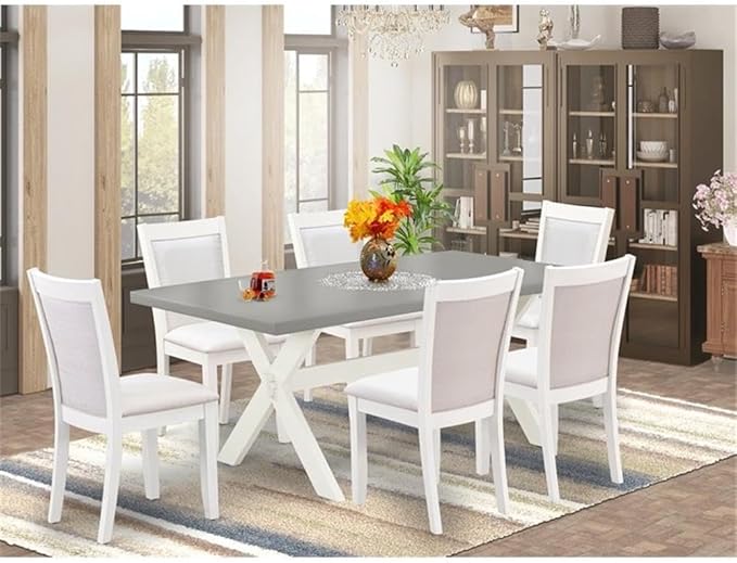 East West Furniture X097MZ001-7 7 Piece Modern Dining Table Set Consist of a - Image 2
