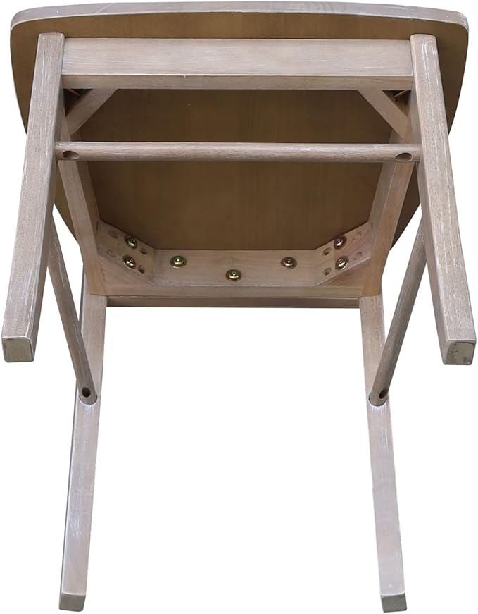 X-Back Dining Chairs Set of 2 Washed Gray Taupe Solid Wood Parawood Construction - Image 10