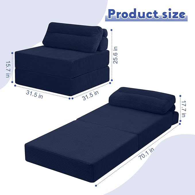 MeMoreCool Instant Guest-Ready Comfort — Convertible Folding Sofa Bed Chair - Image 2