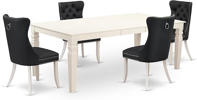 East West Furniture LGDA5-LWH-12 5 Piece Dinette Set Contains a Rectangle by EastWestFurniture