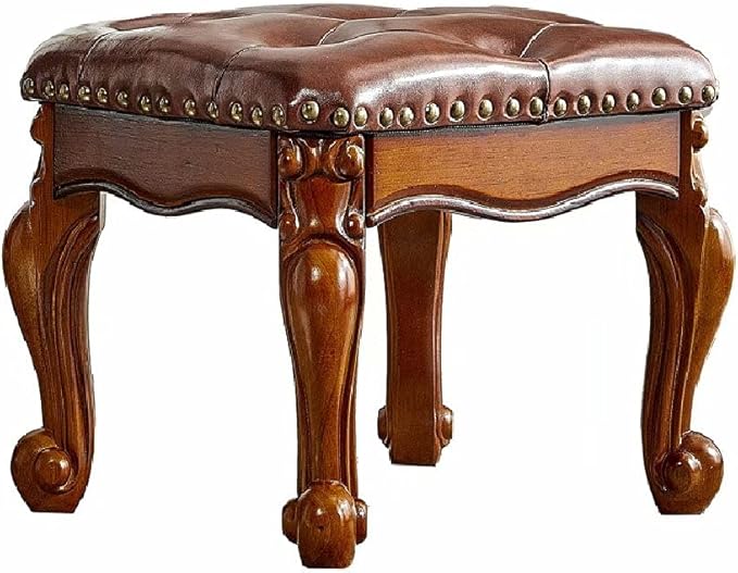 Foot Stool Ottoman with Microfiber Leather Cushion Footrest Sofa Stool by ZIRKOOON