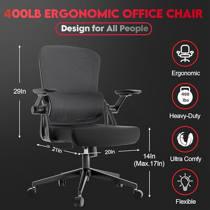 Big and Tall Ergonomic Office Chair，400LB Comfy Desk Chairs - Image 2