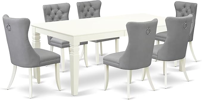 East West Furniture LGDA7-LWH-27 7 Piece Dining Set Includes a Rectangle by EastWestFurniture