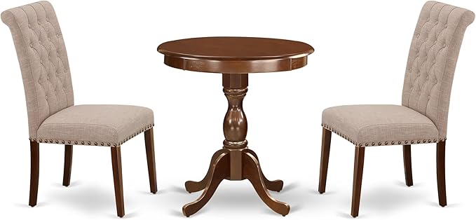 East West Furniture ESBR3-MAH-04 3 Piece Modern Dining Table Set Contains a by EastWestFurniture
