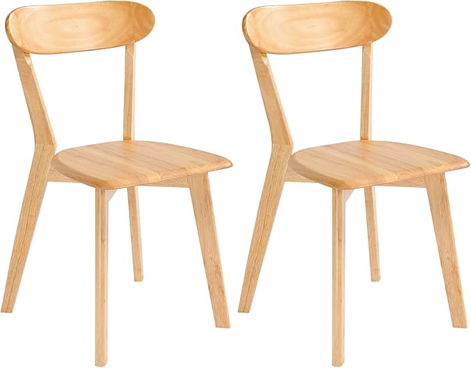DELAVIN Soild Wood Dining Chairs Set of 2, Oak Wood Kitchen Chairs, Mid Century by DELAVIN