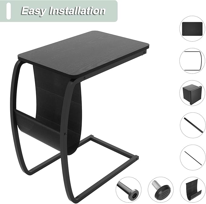 SRIWATANA Side End Tables Living Room, Vintage C-Shaped Laptop Table - Image 11