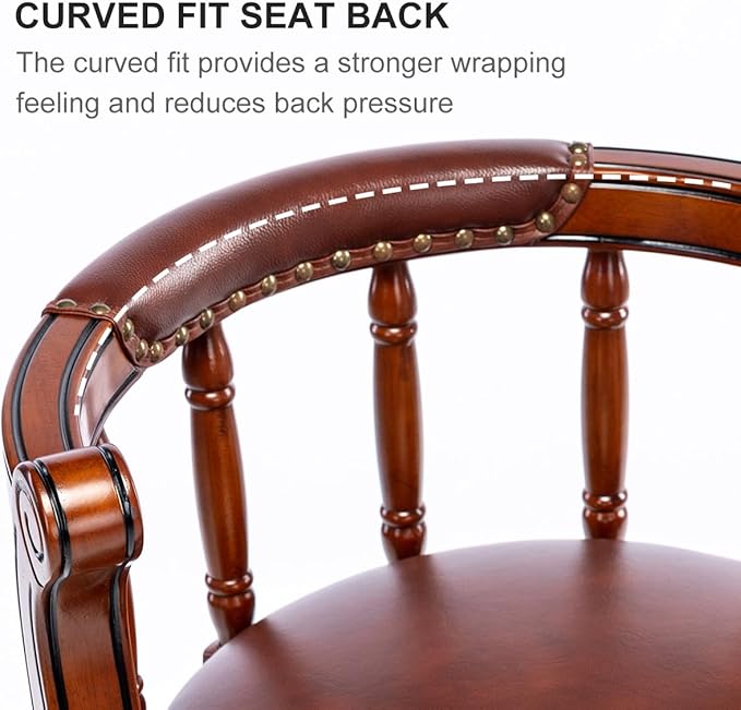 Cow top Leather Wooden Bar Stools, 360 Degree Swivel Bar Height Chair - Image 5