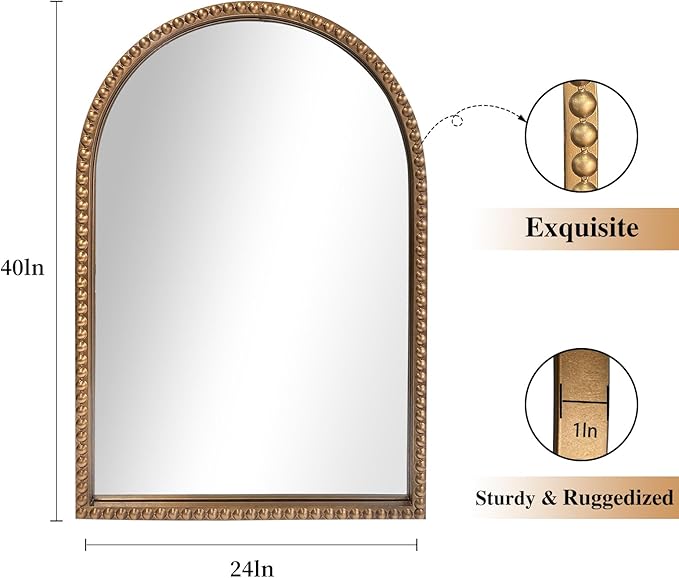 ironsmithn Gold Arched Mirror, Marlowe Decorative Accent Mirrors - Image 3