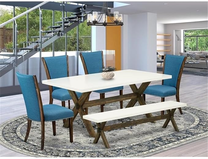 East West Furniture X727VE721-6 6 Piece Dining Table Set Contains a Rectangle - Image 2