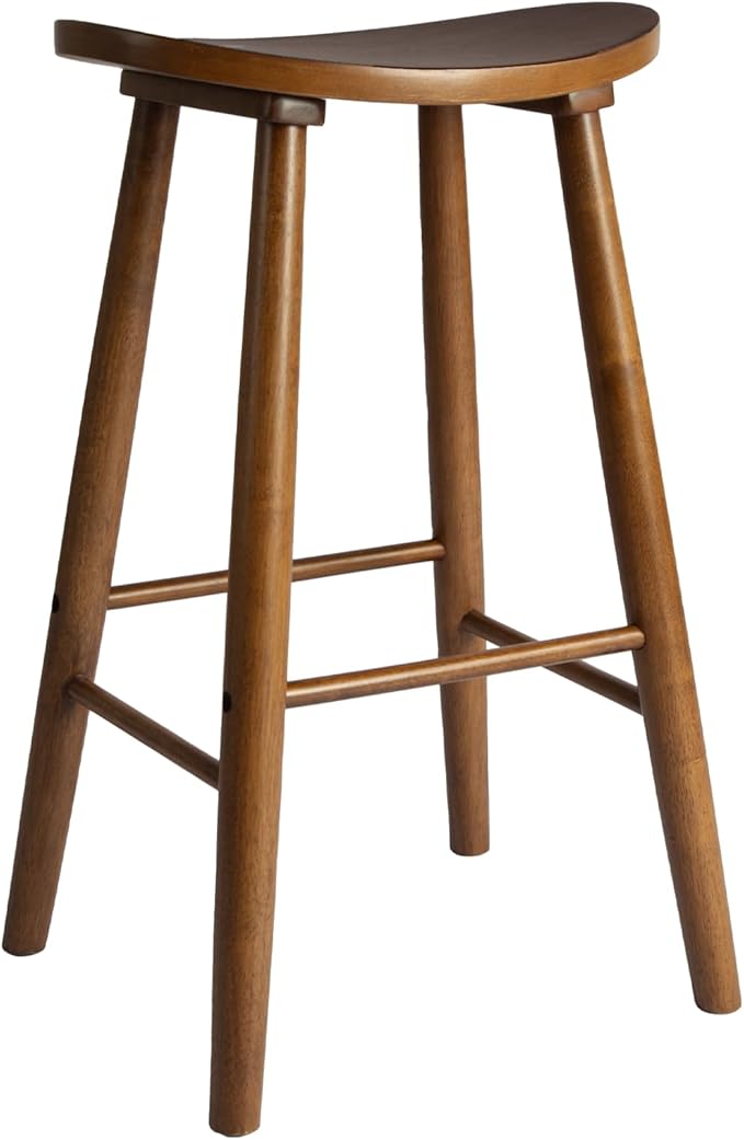 Nora 30" Backless Bar Stool, Saddle Seat Design, Solid Rubber Wood Frame - Image 8