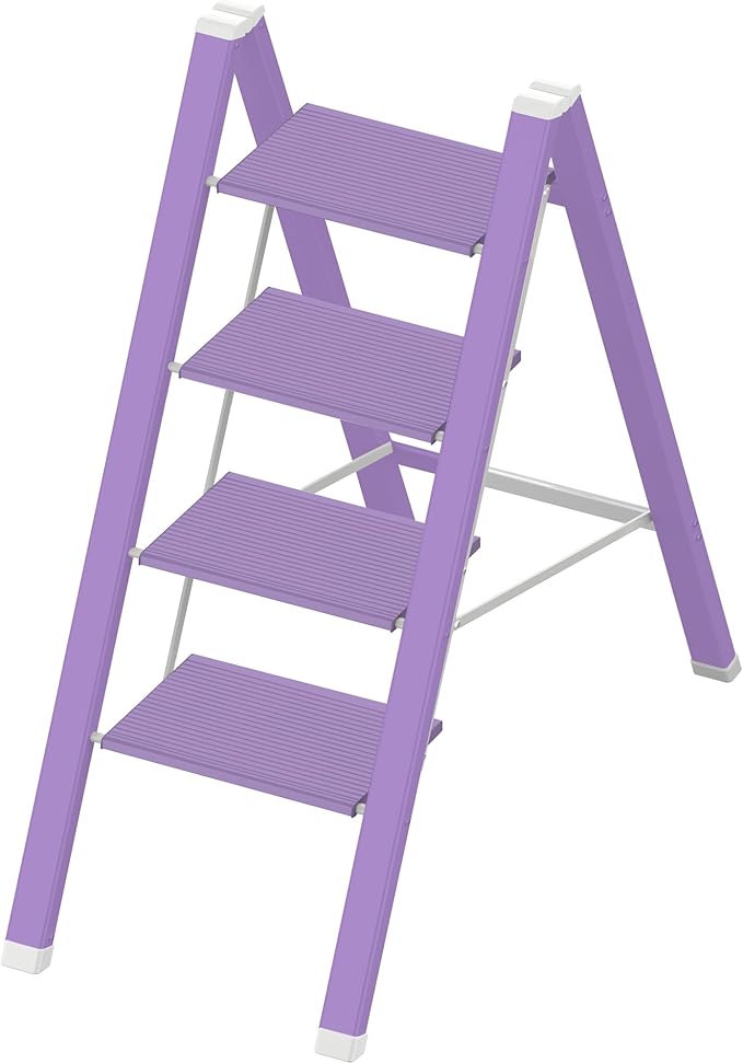 Lightweight Folding Step Ladder Household, Aluminum 4 Step Ladder Foldable by Takingstepsup