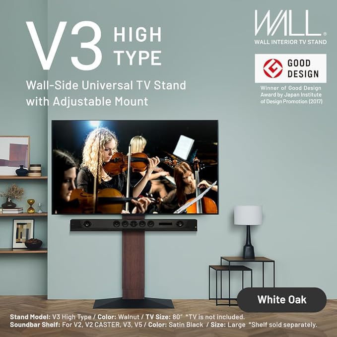V3 High Type TV Stand w/Multi-Device Holder and Soundbar Shelf M White Set | - Image 2
