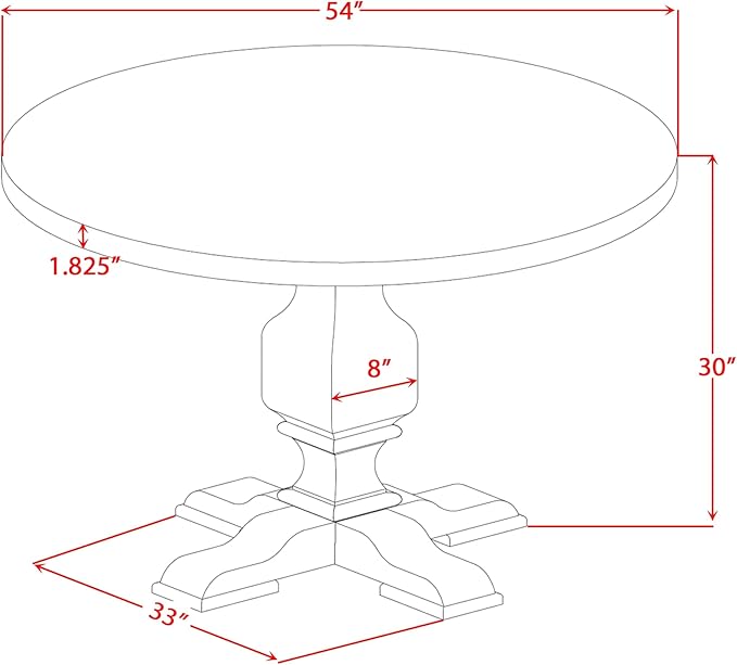 I53-0N-TP Dining Table with Acacia Wood Round Tabletop and Elegant Pedestal Base - Image 3