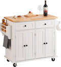 VEVOR Kitchen Island Cart with Solid Wood Top, 35.4" Width Mobile Carts with by VEVOR