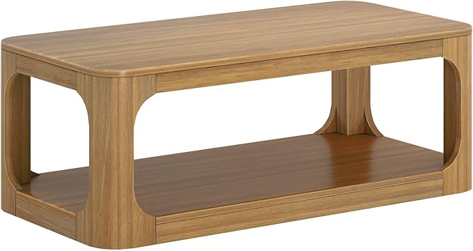 Plank+Beam Forma Coffee Table, Solid Wood 48 Inch Modern Coffee Table - Image 3