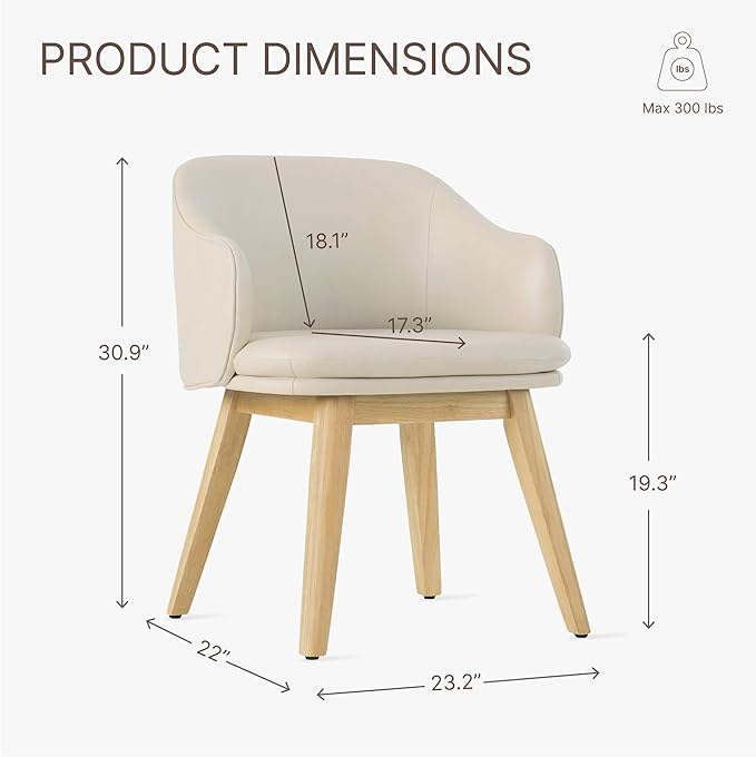 Wooden Dining Chairs Set of 2, Faux Leather Upholstered Modern Dining Room - Image 2