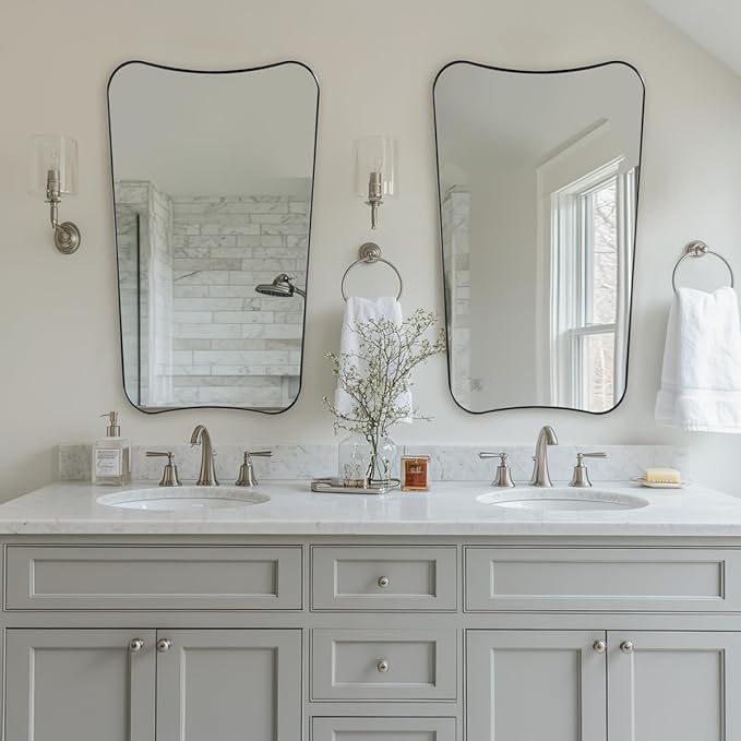 ANDY STAR Brushed Nickel Mirror 24x40 Inch, Large Decorative Mirror in - Image 3
