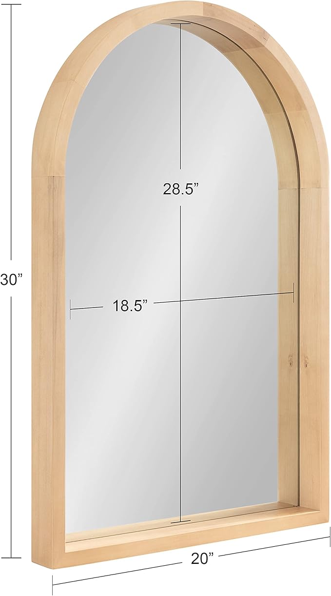 Kate and Laurel Hutton Farmhouse Wood Arched Mirror; 20 x 30; Natural Wood; - Image 5