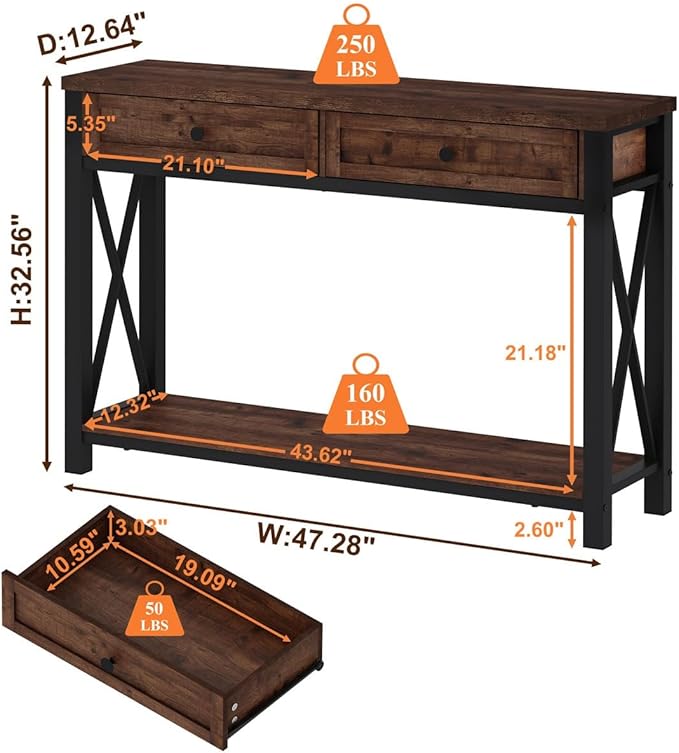 BON AUGURE Console Table with 2 Drawers, Entryway Tables with Storage, Sofa - Image 2