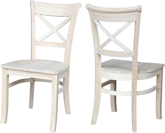 IC International Concepts Set of 2 35.8" H Charlotte X-Back Dining Solid by InternationalConcepts