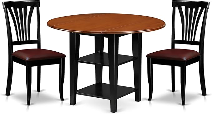 East West Furniture SUAV3-BCH-LC 3 Piece Dining Table Set Contains a Round by EastWestFurniture