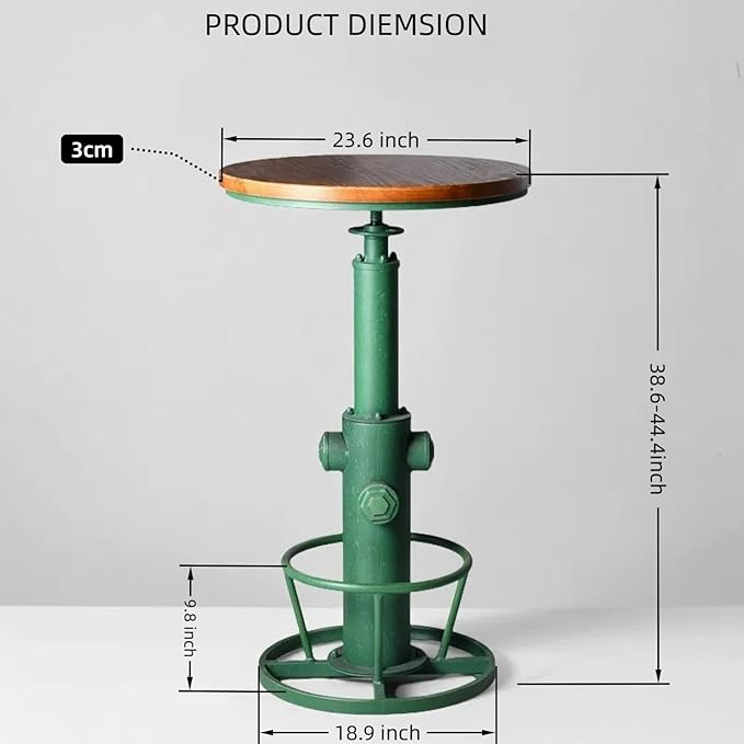 Farmhouse Bistro Bar Table Vintage Round Pub Table Industrial Coffee Table - Image 2