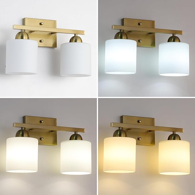 Stainless Steel Milk Glass Vanity Lights - Image 4