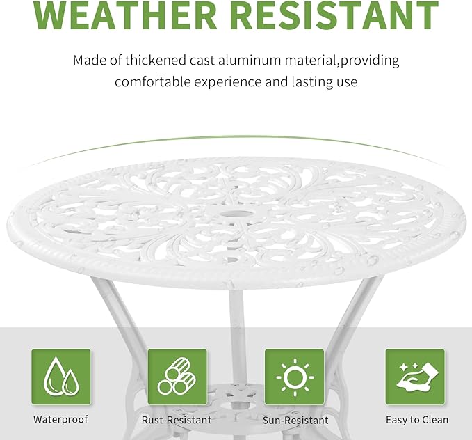 Bistro Set 3 Piece Outdoor Cast Aluminum Patio Bistro Set - Image 2