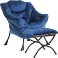 LITA Lazy Chair with Ottoman, Modern Accent Leisure Upholstered Sofa Chair by LITA
