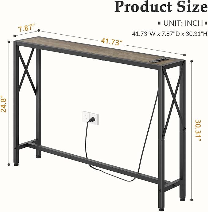 41.7" Console Table, Narrow Behind The Couch Table - Image 3