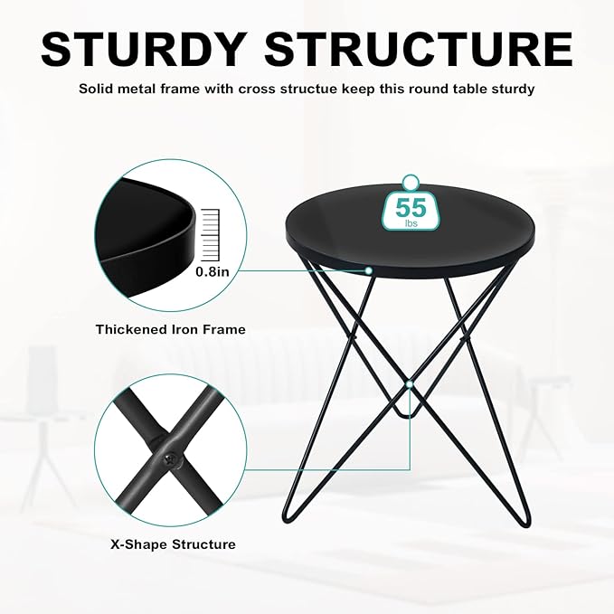 HLR Modern Round Side Table Set of 2, End Table - Image 5