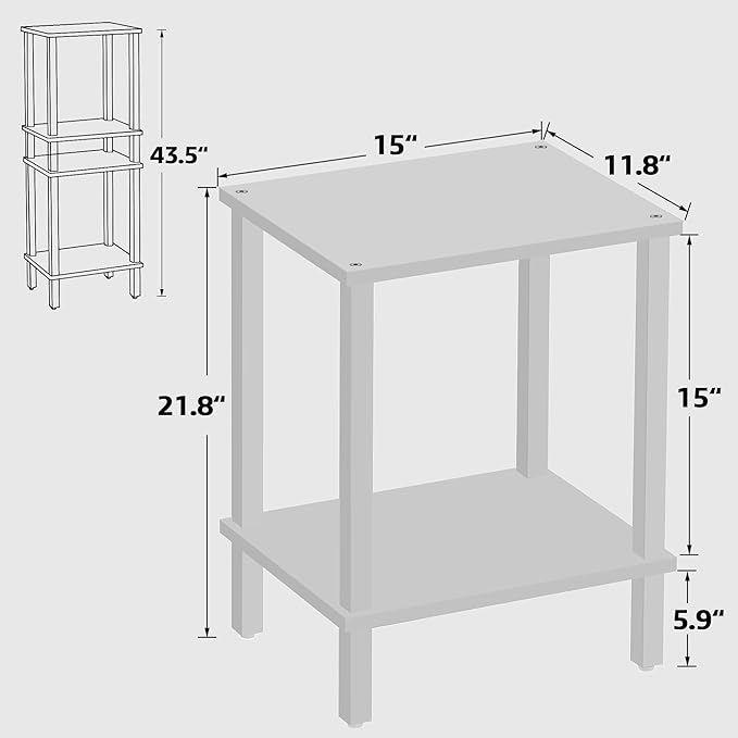 TUTOTAK End Table, Side Table, Nightstand, 2-Tier Storage Shelf, Sofa Side Table - Image 3