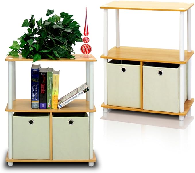 Furinno Go Green 3-Tier 2-Bin Multi-Purpose Storage Shelf by Furinno-FitsYourSpaceFitsYourBudget