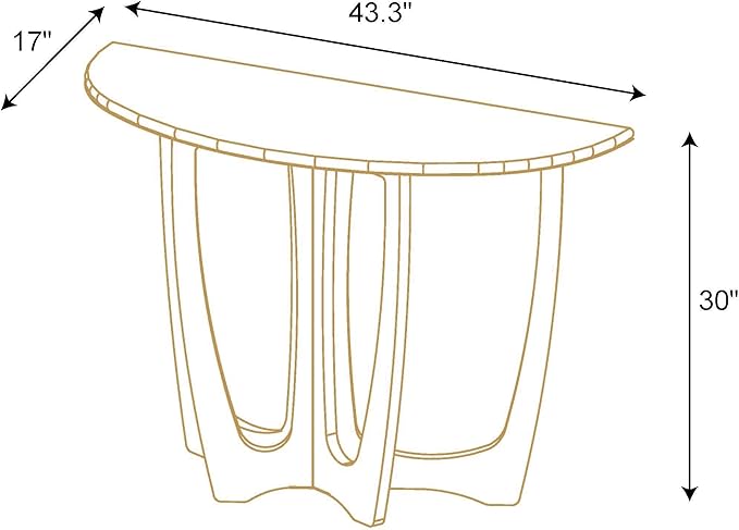 FINECASA Half-Moon Console Table, Semicircle Narrow Side Table, 43.4x17x30 - Image 2