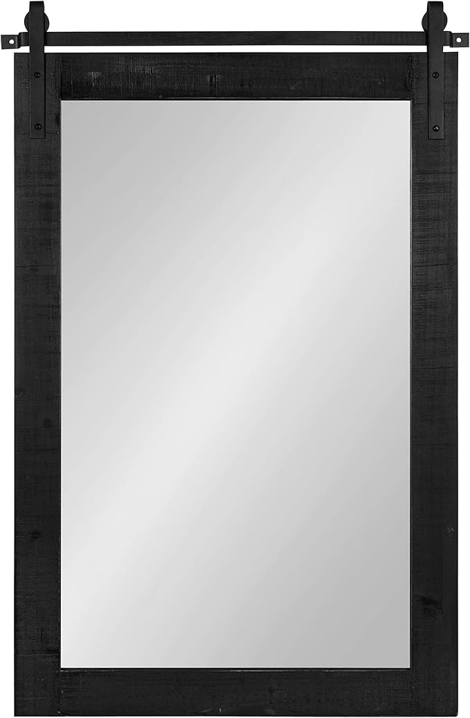 Kate and Laurel Cates Rustic Wall Mirror; 24 x 38; Black; Distressed Farmhouse - Image 6